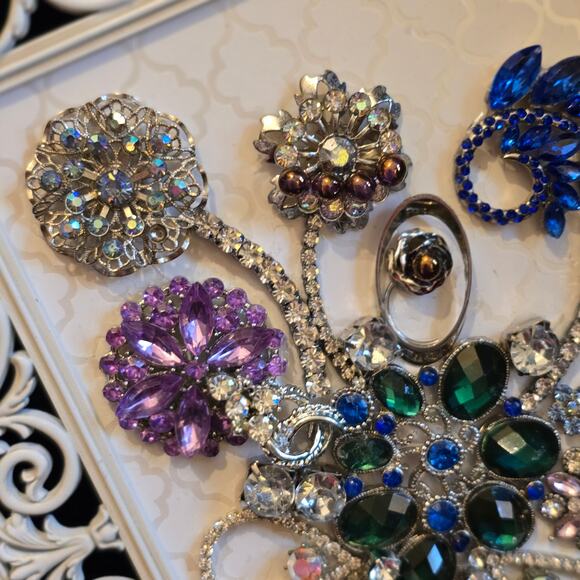 Handmade Framed Jewelry Art 7.5"W x 9.5"H - Picture 2 of 5